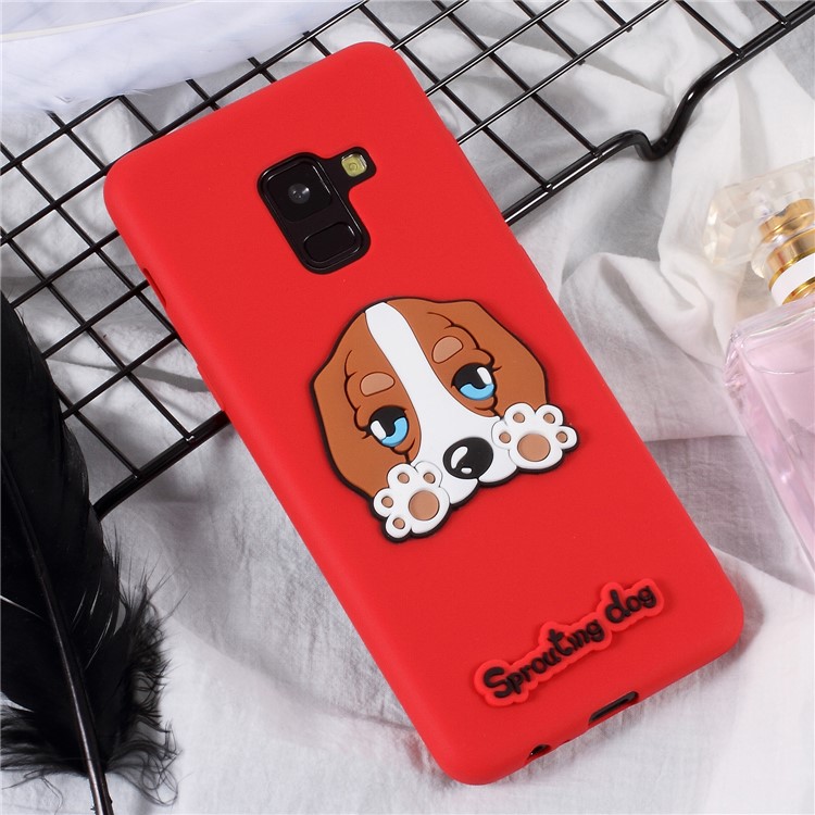 Cute 3D Cartoon Image Soft TPU Phone Shell for Samsung Galaxy A8+ (2018) - Dog Raising Paws-1
