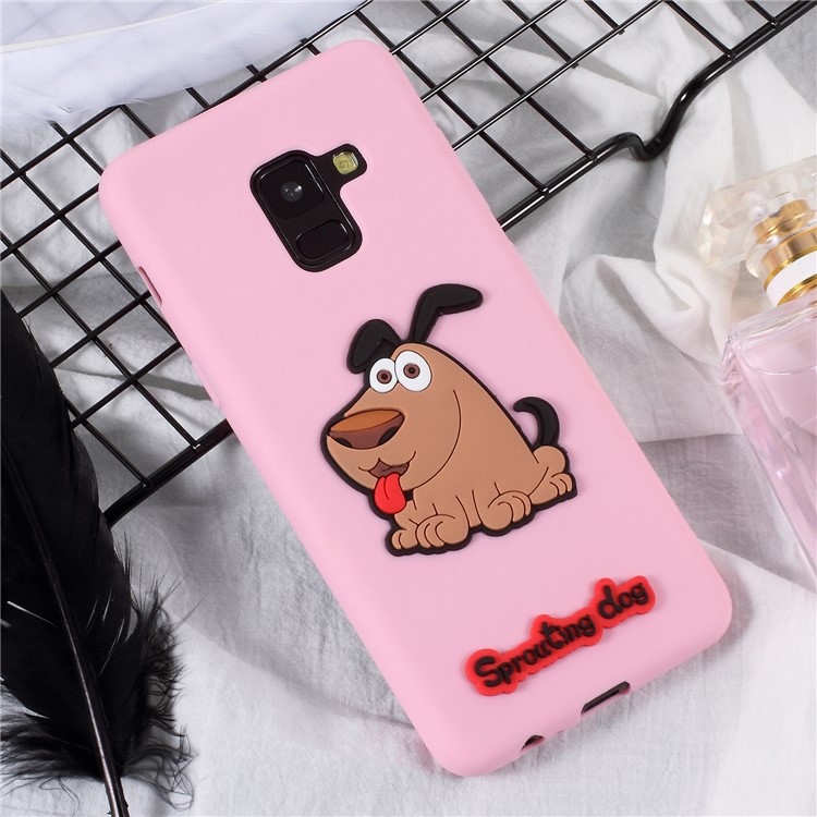 Cute 3D Cartoon Image Soft TPU Mobile Phone Case for Samsung Galaxy A8 Plus (2018) - Brown Dog-1