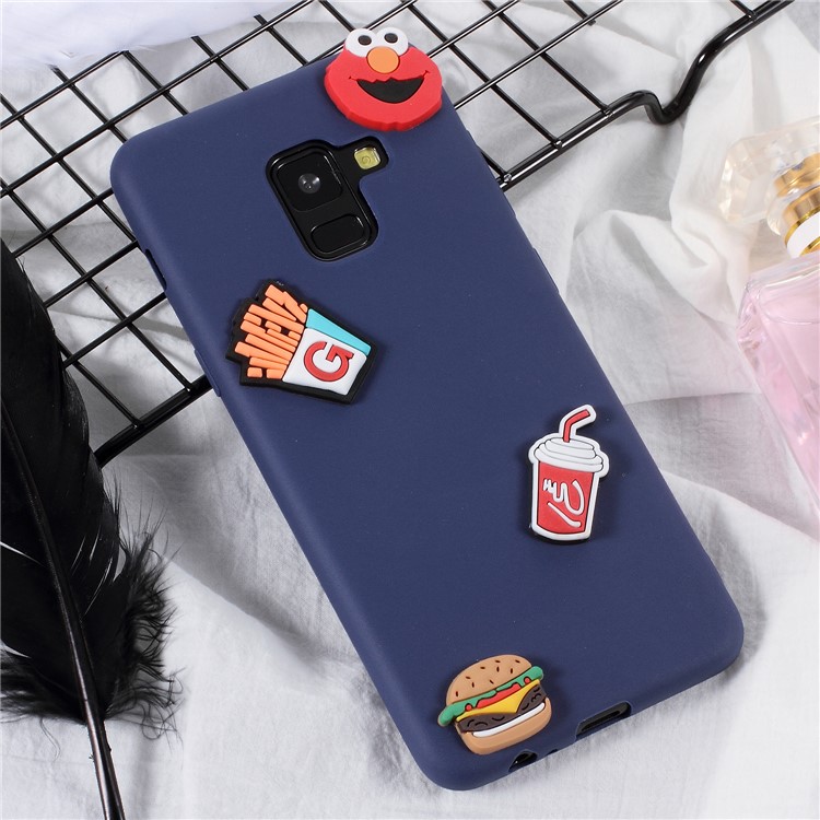 Cute 3D Cartoon Image Soft TPU Phone Casing Shell for Samsung Galaxy A8 Plus (2018) - Hamburger and Drinks-1