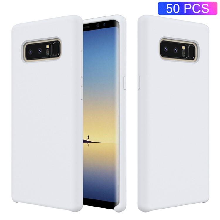 50Pcs/Set Liquid Silicone Back Cover for Samsung Galaxy Note 8 SM-N950 - White-1