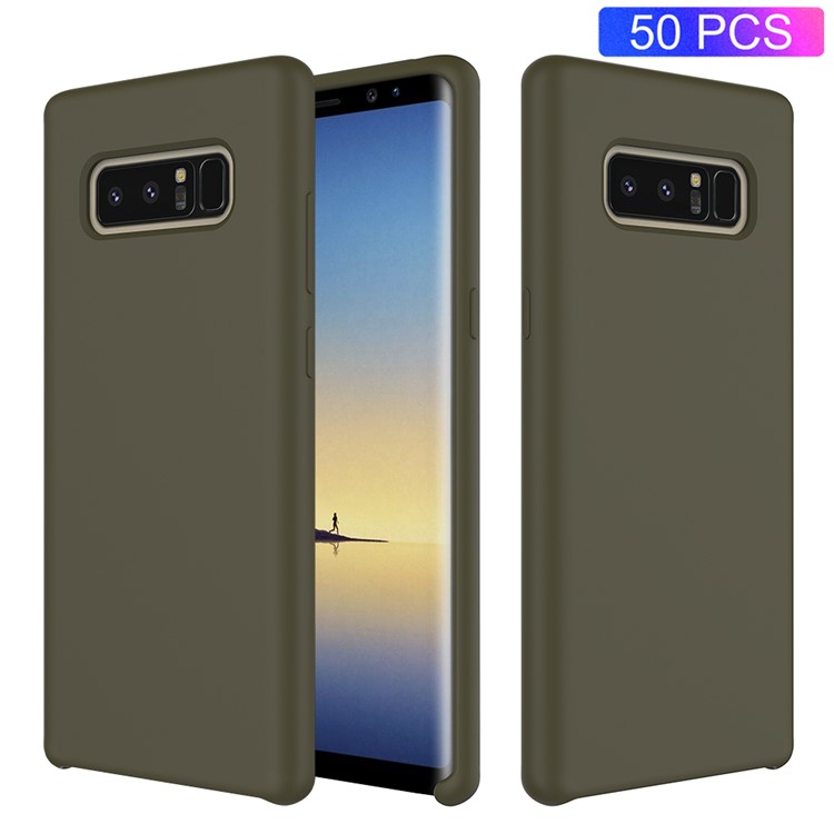 50Pcs/Set Liquid Silicone Back Shell for Samsung Galaxy Note 8 SM-N950 - Army Green-1