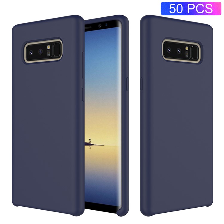50Pcs/Set Liquid Silicone Cell Phone Cover for Samsung Galaxy Note 8 SM-N950 - Dark Blue-1