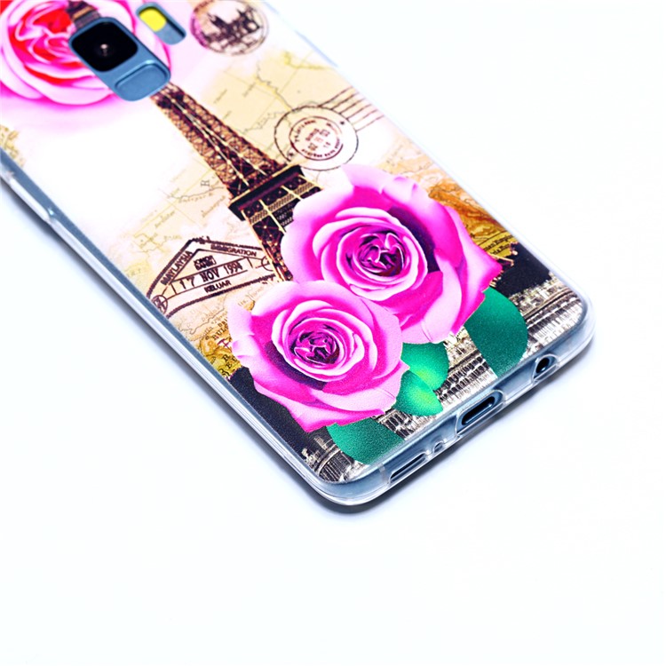 Pattern Printing Soft TPU Mobile Phone Case for Samsung Galaxy S9 SM-G960 - Eiffel Tower and Roses-4