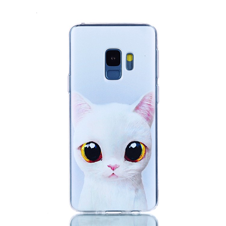 Pattern Printing Soft TPU Mobile Phone Cover for Samsung Galaxy S9 SM-G960 - Lovely White Cat-2