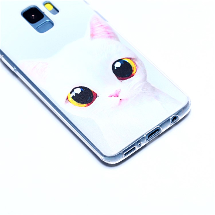 Pattern Printing Soft TPU Mobile Phone Cover for Samsung Galaxy S9 SM-G960 - Lovely White Cat-4