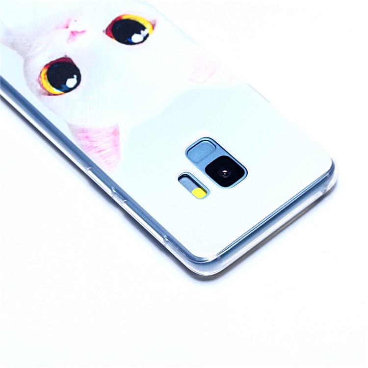 Pattern Printing Soft TPU Mobile Phone Cover for Samsung Galaxy S9 SM-G960 - Lovely White Cat-5