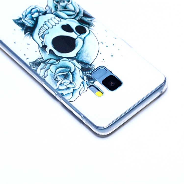 Pattern Printing Soft TPU Protection Phone Casing for Samsung Galaxy S9 SM-G960 - Roses and Skull Pattern-5