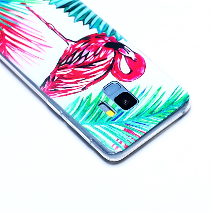 Pattern Printing Soft TPU Mobile Shell for Samsung Galaxy S9 SM-G960 - Flamingo and Leaves-5
