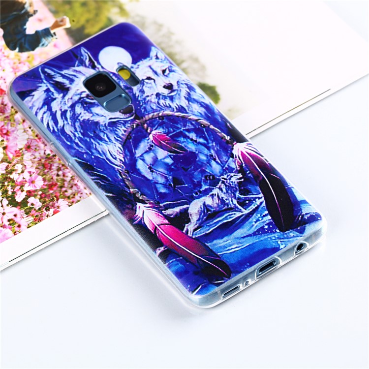Pattern Printing Soft TPU Back Cover for Samsung Galaxy S9 SM-G960 - Wolves and Dreamcatcher-1