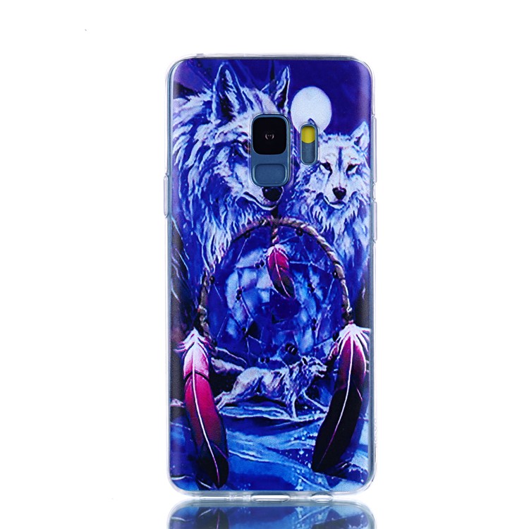 Pattern Printing Soft TPU Back Cover for Samsung Galaxy S9 SM-G960 - Wolves and Dreamcatcher-2