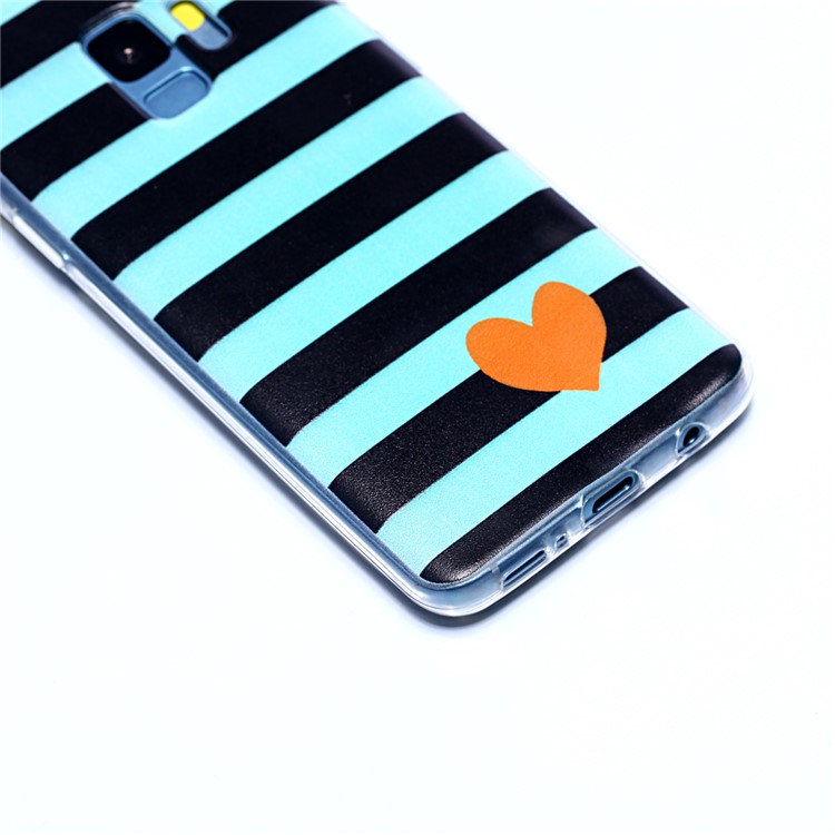 Pattern Printing Soft TPU Back Shell for Samsung Galaxy S9 SM-G960 - Stripes and Heart-4
