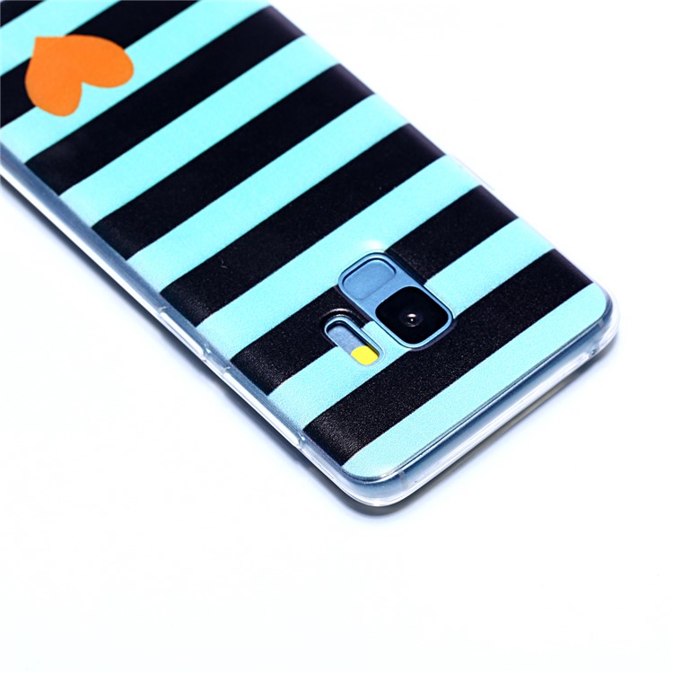 Pattern Printing Soft TPU Back Shell for Samsung Galaxy S9 SM-G960 - Stripes and Heart-5