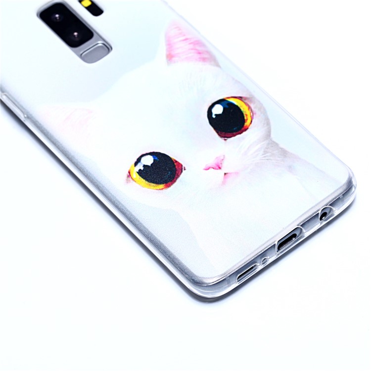 Pattern Printing Soft TPU Back Case for Samsung Galaxy S9 Plus SM-G965 - Lovely White Cat-4