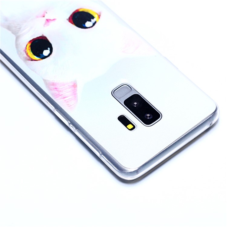 Pattern Printing Soft TPU Back Case for Samsung Galaxy S9 Plus SM-G965 - Lovely White Cat-5