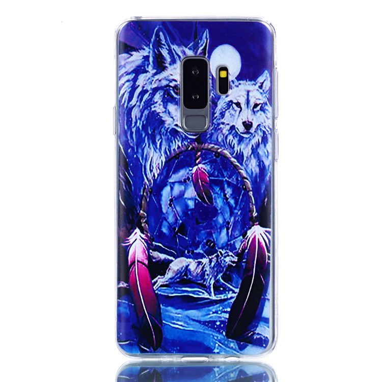 Pattern Printing Soft TPU Protection Back Cover for Samsung Galaxy S9 Plus SM-G965 - Wolves and Dreamcatcher-2