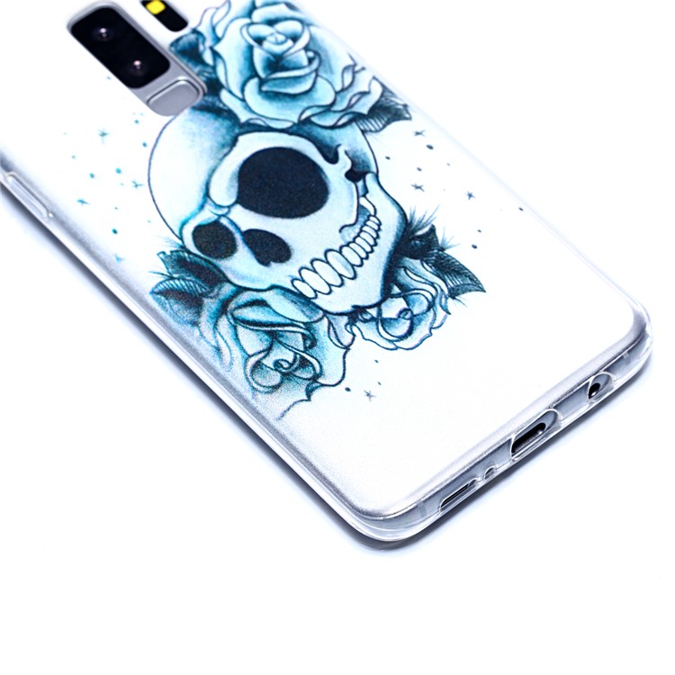 Pattern Printing Soft TPU Mobile Phone Back Shell for Samsung Galaxy S9 Plus SM-G965 - Roses and Skull Pattern-4