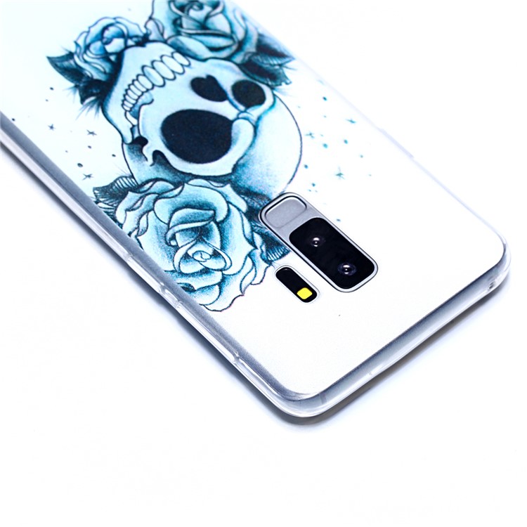 Pattern Printing Soft TPU Mobile Phone Back Shell for Samsung Galaxy S9 Plus SM-G965 - Roses and Skull Pattern-5