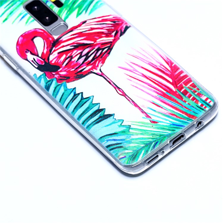 Pattern Printing Soft TPU Phone Case Accessory for Samsung Galaxy S9+ SM-G965 - Flamingo and Leaves-4