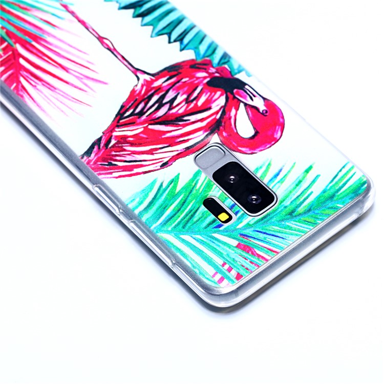 Pattern Printing Soft TPU Phone Case Accessory for Samsung Galaxy S9+ SM-G965 - Flamingo and Leaves-5