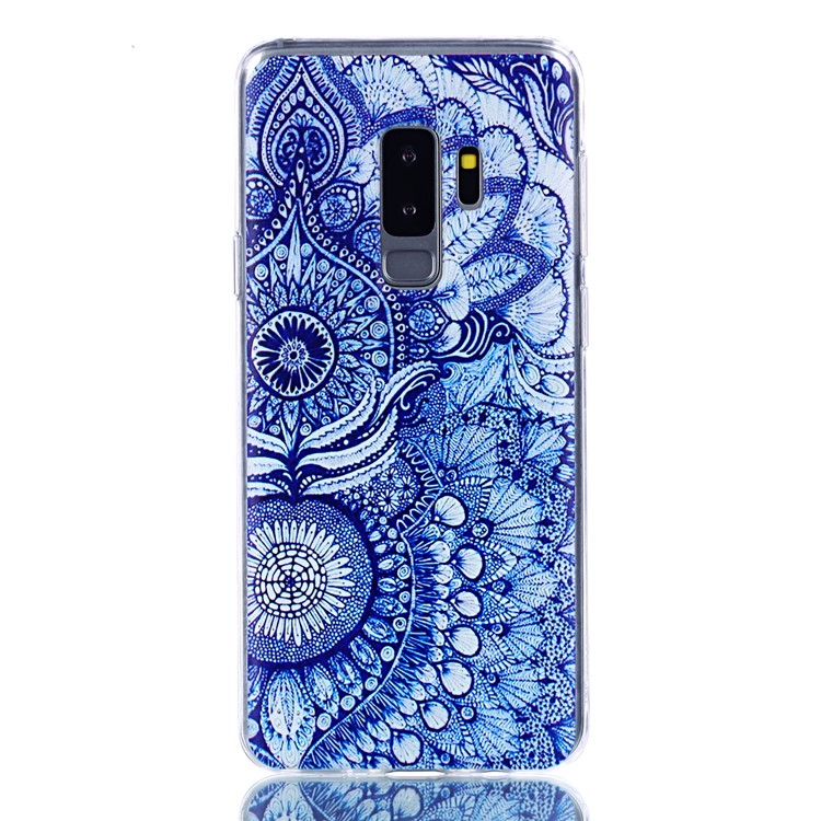 Pattern Printing Soft TPU Mobile Casing for Samsung Galaxy S9+ SM-G965 - Retro Blue Flower-2