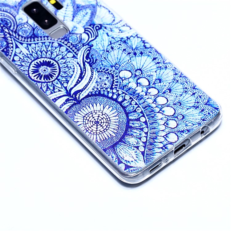 Pattern Printing Soft TPU Mobile Casing for Samsung Galaxy S9+ SM-G965 - Retro Blue Flower-4