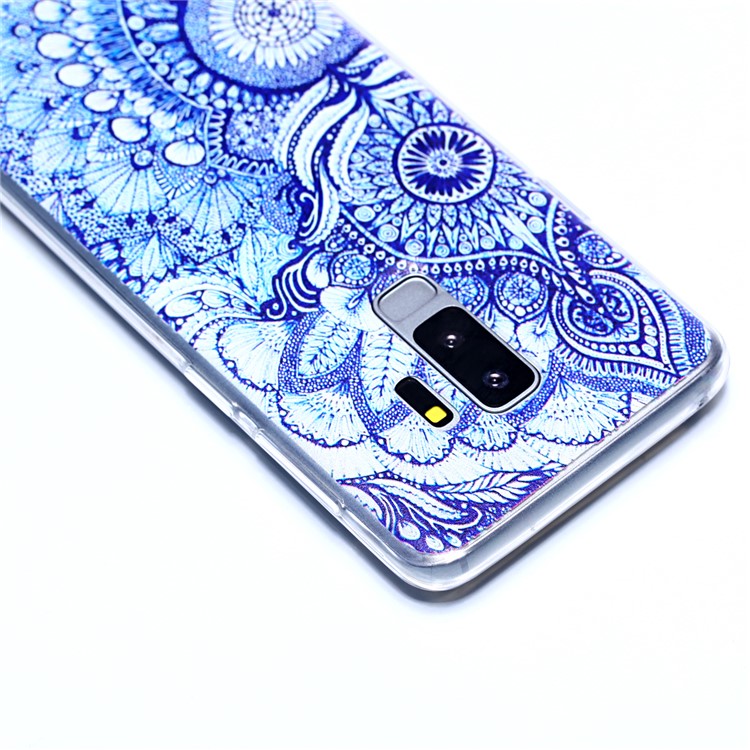 Pattern Printing Soft TPU Mobile Casing for Samsung Galaxy S9+ SM-G965 - Retro Blue Flower-5