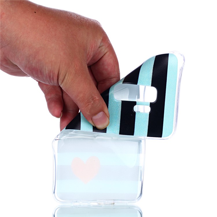 Pattern Printing TPU Cell Phone Case Shell for Samsung Galaxy S9+ SM-G965 - Stripes and Heart-3