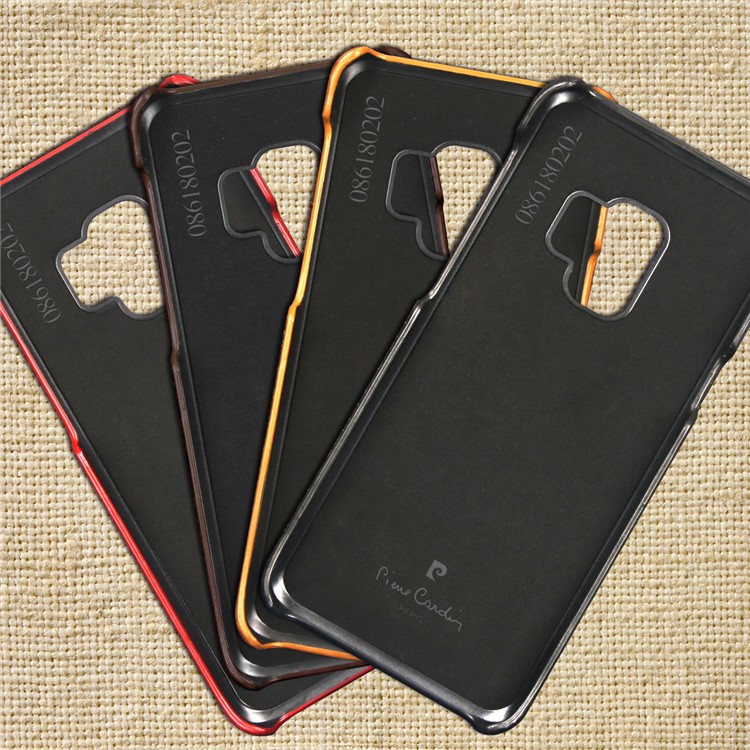 PIERRE CARDIN Stitched Genuine Leather Coated PC Back Case for Samsung Galaxy S9 G960 - Black-6