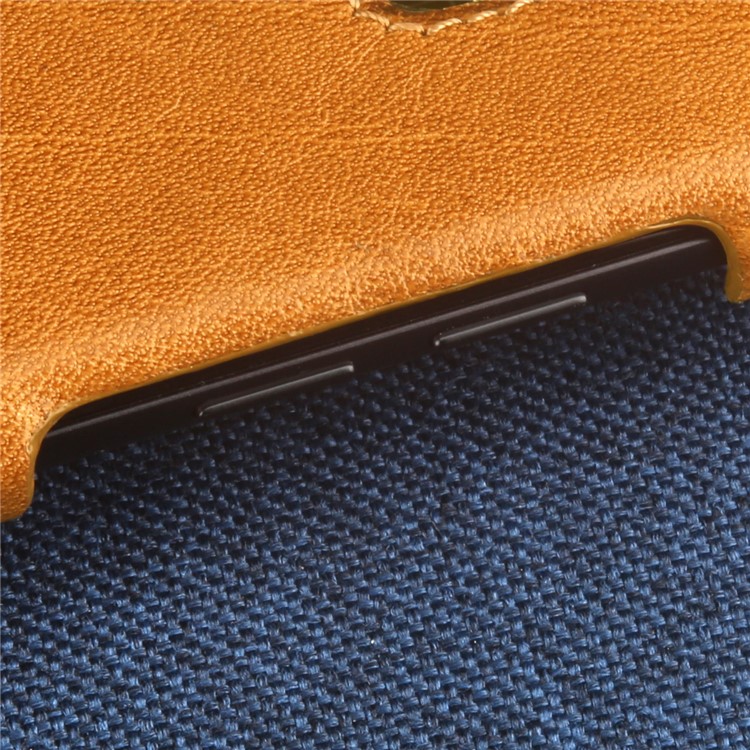 PIERRE CARDIN Stitched Genuine Leather Coated PC Phone Case for Samsung Galaxy S9 G960 - Brown-4