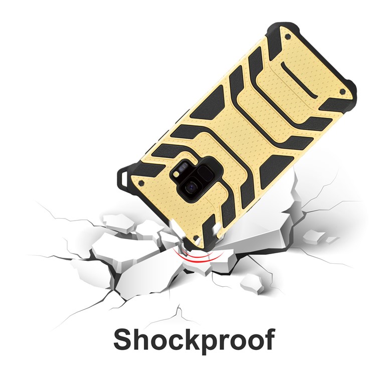 ANGIBABE Spider Series TPU+PC Hybrid Shockproof Back Case for Samsung Galaxy S9 SM-G960 - Gold-5