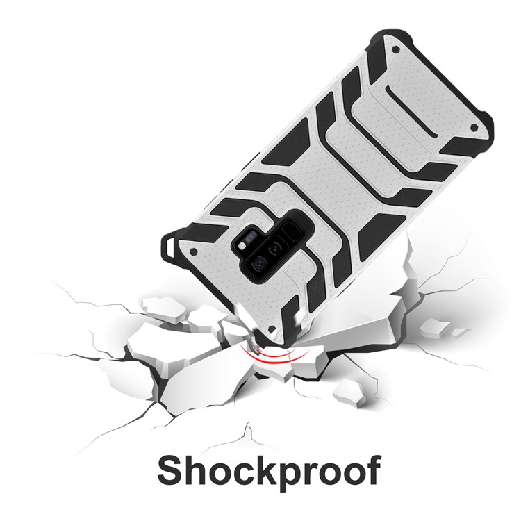 ANGIBABE Spider Series TPU+PC Shockproof Hybrid Cover for Samsung Galaxy S9 Plus SM-G965 - Silver-5