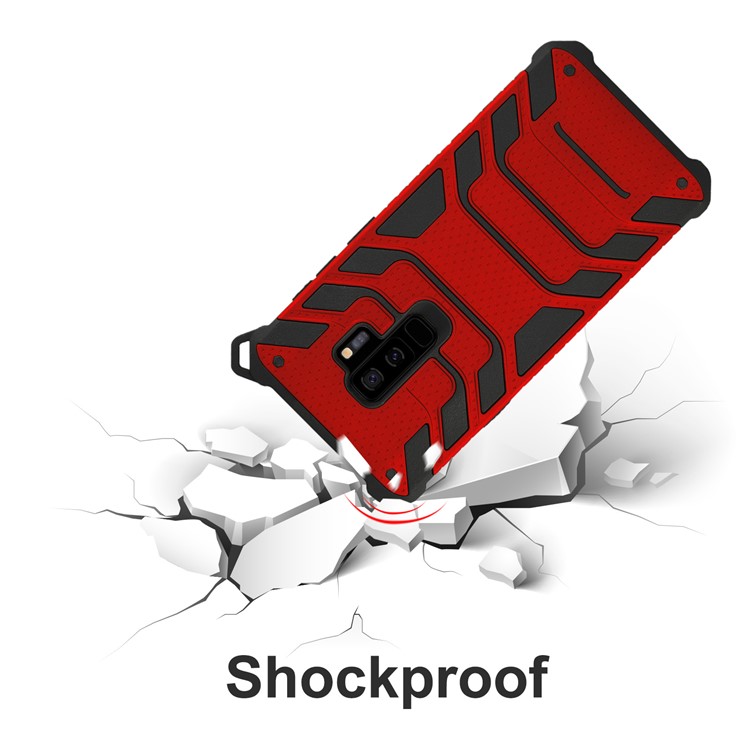 ANGIBABE Spider Series TPU+PC Shockproof Hybrid Back Case for Samsung Galaxy S9 Plus SM-G965 - Red-5