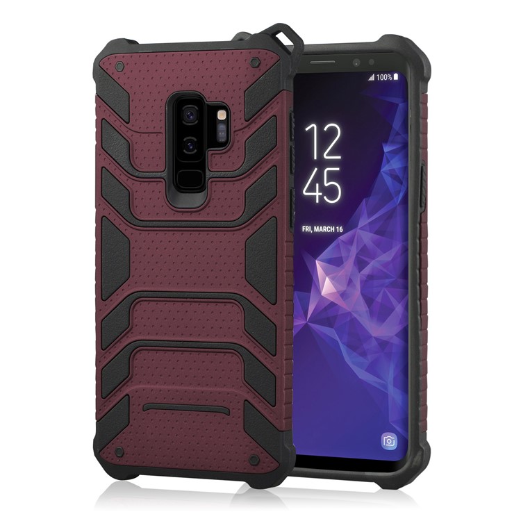 ANGIBABE Spider Series TPU+PC Shockproof Hybrid Phone Casing for Samsung Galaxy S9 Plus SM-G965 - Wine Red-1