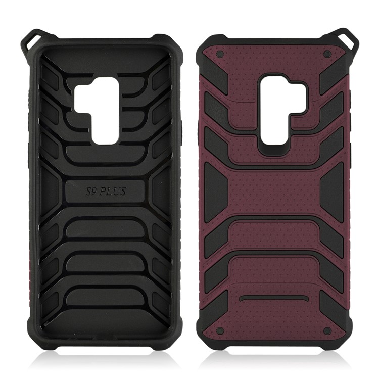 ANGIBABE Spider Series TPU+PC Shockproof Hybrid Phone Casing for Samsung Galaxy S9 Plus SM-G965 - Wine Red-2