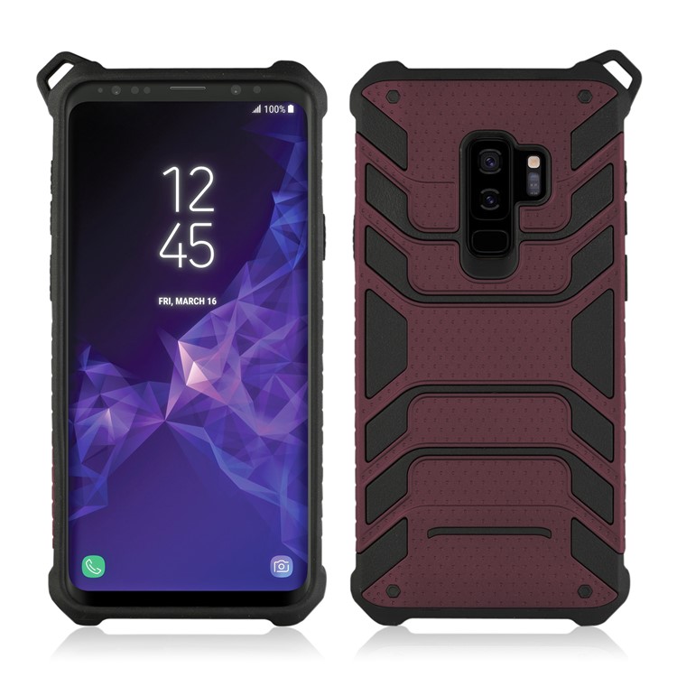 ANGIBABE Spider Series TPU+PC Shockproof Hybrid Phone Casing for Samsung Galaxy S9 Plus SM-G965 - Wine Red-3