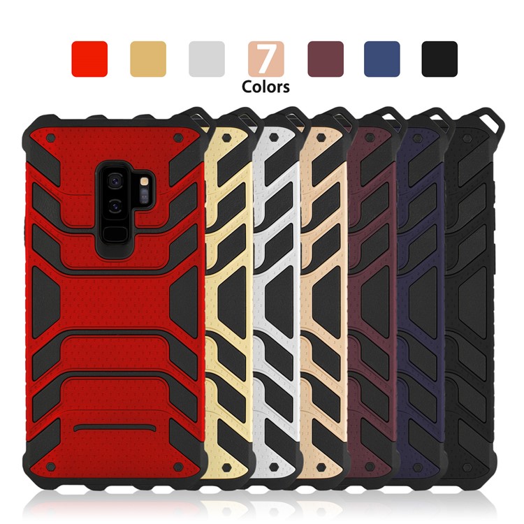 ANGIBABE Spider Series TPU+PC Shockproof Hybrid Phone Casing for Samsung Galaxy S9 Plus SM-G965 - Wine Red-7