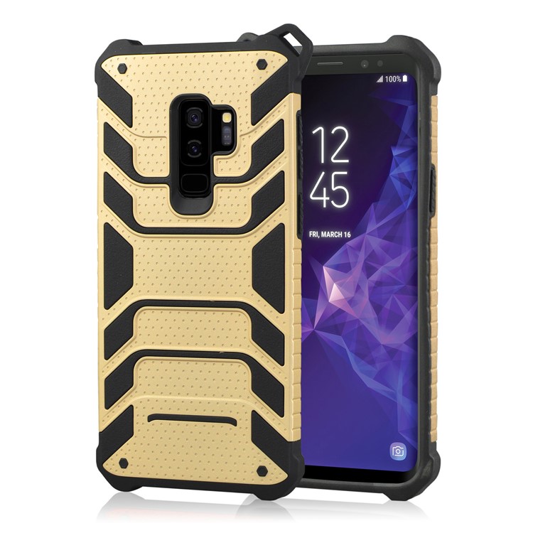 ANGIBABE Spider Series TPU+PC Shockproof Hybrid Back Case for Samsung Galaxy S9 Plus SM-G965 - Gold-1