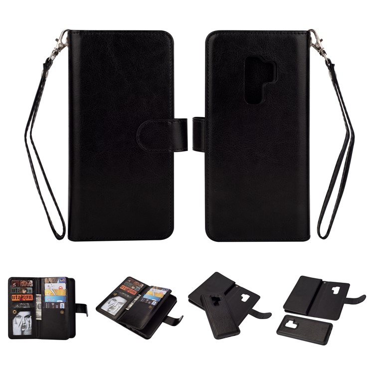 Detachable 9 Card Slots Leather Wallet Case for Samsung Galaxy S9+ SM-G965 - Black-1