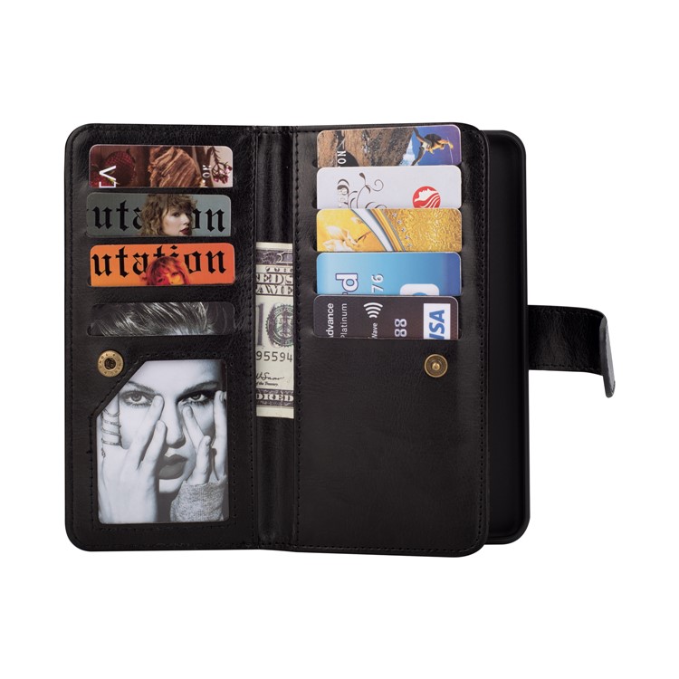 Detachable 9 Card Slots Leather Wallet Case for Samsung Galaxy S9+ SM-G965 - Black-4