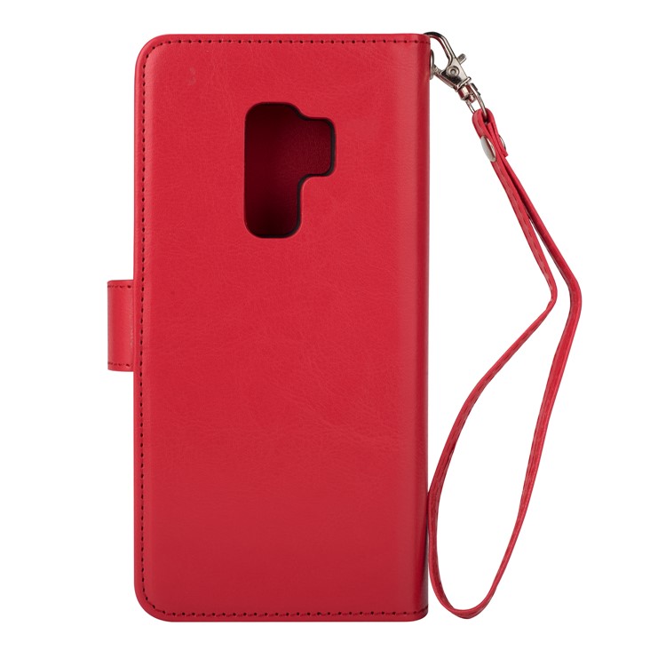 Detachable 9 Card Slots Leather Wallet Cover for Samsung Galaxy S9+ SM-G965 - Red-3