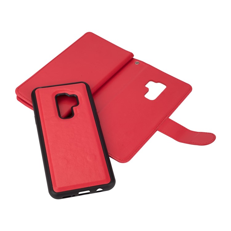 Detachable 9 Card Slots Leather Wallet Cover for Samsung Galaxy S9+ SM-G965 - Red-6