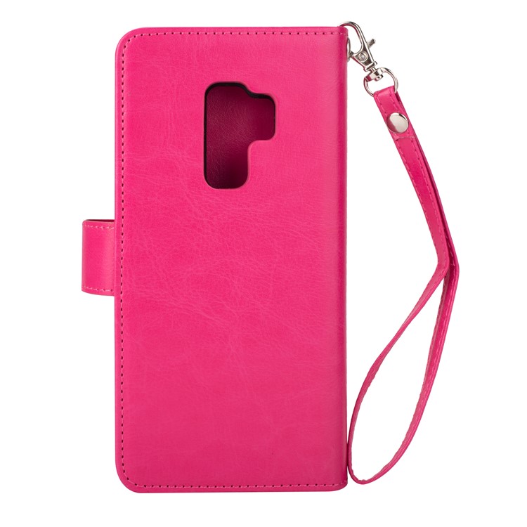 Detachable 9 Card Slots Leather Wallet Shell Case for Samsung Galaxy S9+ SM-G965 - Rose-3