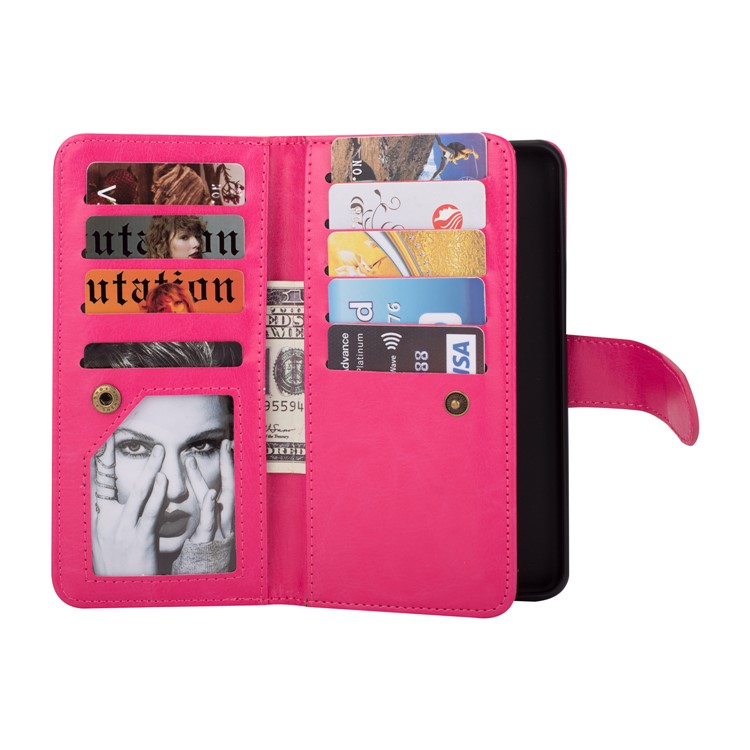 Detachable 9 Card Slots Leather Wallet Shell Case for Samsung Galaxy S9+ SM-G965 - Rose-4