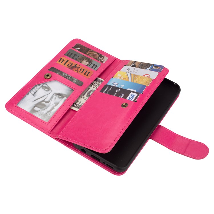 Detachable 9 Card Slots Leather Wallet Shell Case for Samsung Galaxy S9+ SM-G965 - Rose-5
