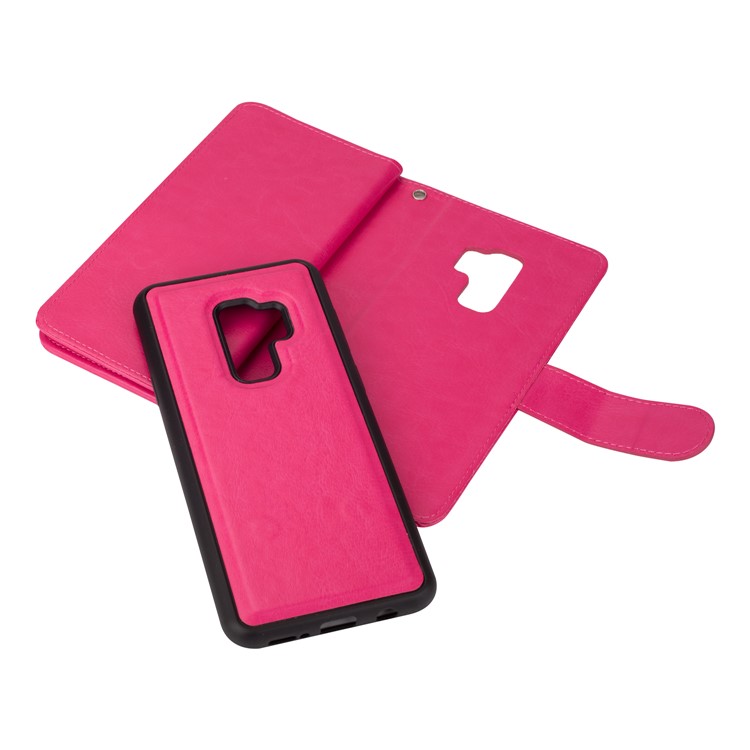 Detachable 9 Card Slots Leather Wallet Shell Case for Samsung Galaxy S9+ SM-G965 - Rose-6