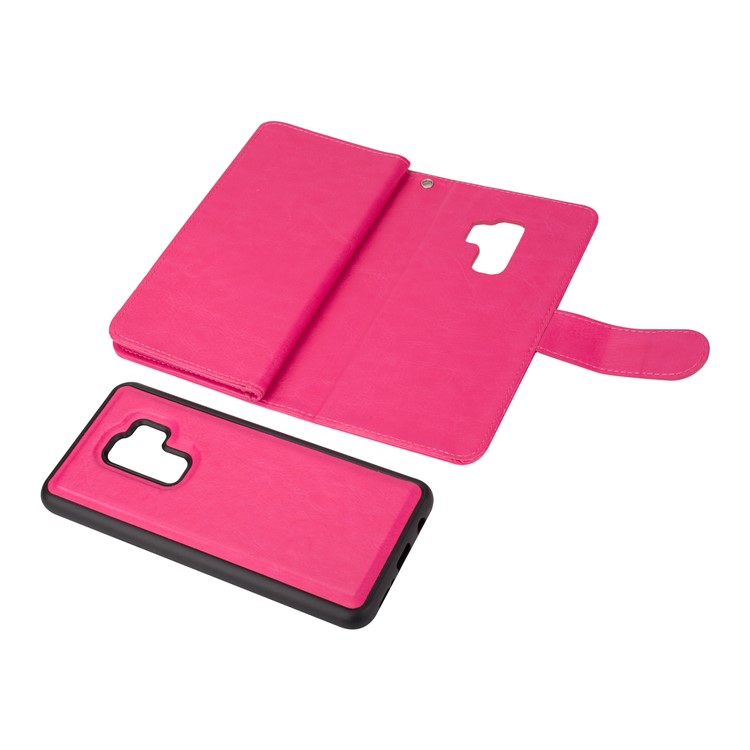 Detachable 9 Card Slots Leather Wallet Shell Case for Samsung Galaxy S9+ SM-G965 - Rose-7
