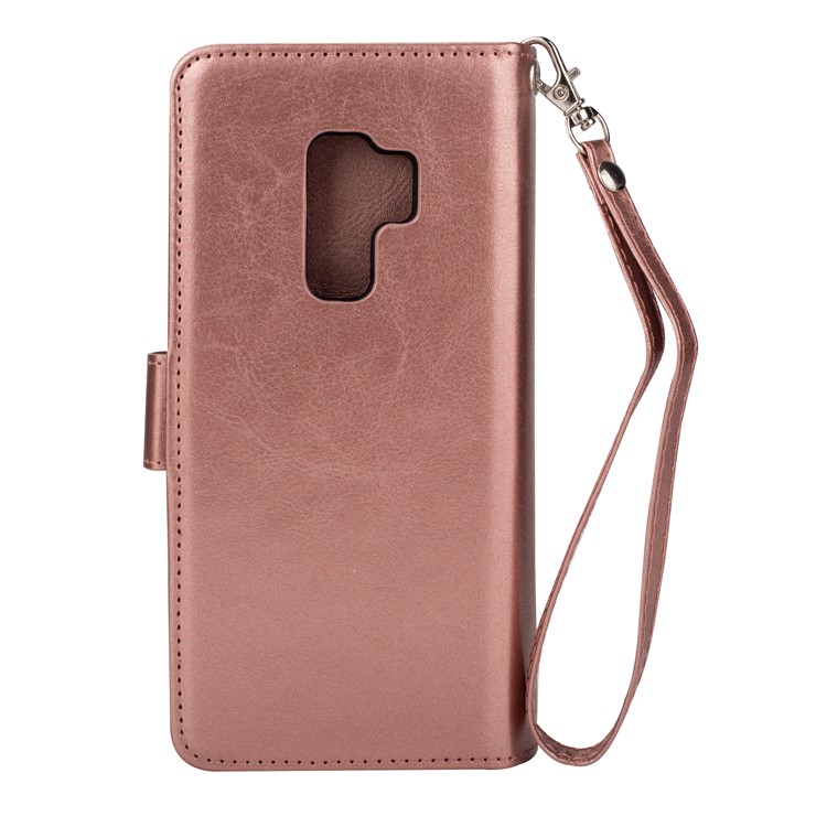 Detachable 9 Card Slots PU Leather Wallet Case for Samsung Galaxy S9+ SM-G965 - Rose Gold-3