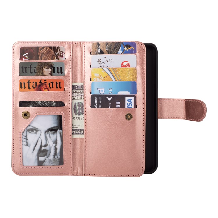 Detachable 9 Card Slots PU Leather Wallet Case for Samsung Galaxy S9+ SM-G965 - Rose Gold-4