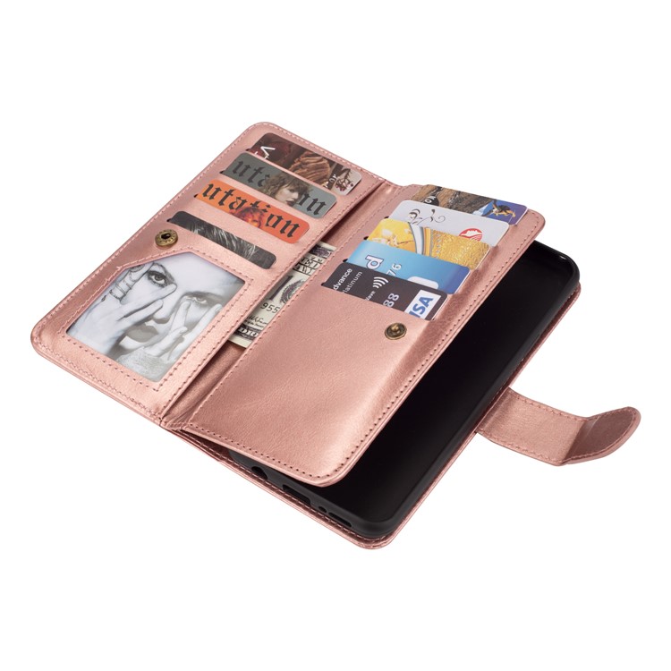 Detachable 9 Card Slots PU Leather Wallet Case for Samsung Galaxy S9+ SM-G965 - Rose Gold-5