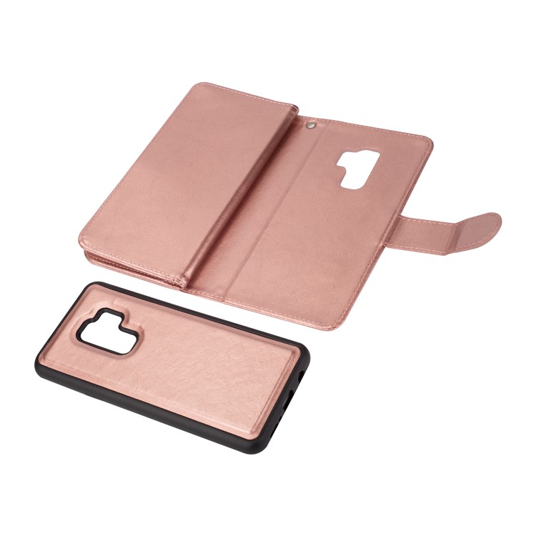 Detachable 9 Card Slots PU Leather Wallet Case for Samsung Galaxy S9+ SM-G965 - Rose Gold-7